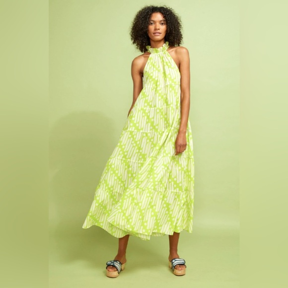NWT RHODE RESORT Julia Dress in Chartreuse Batik S - Picture 6 of 12